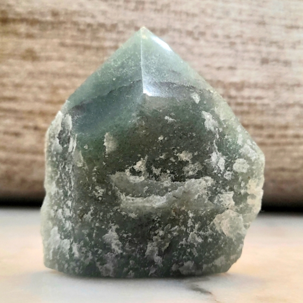 Green Aventurine Point Crystal Stone for Luck and Abundance